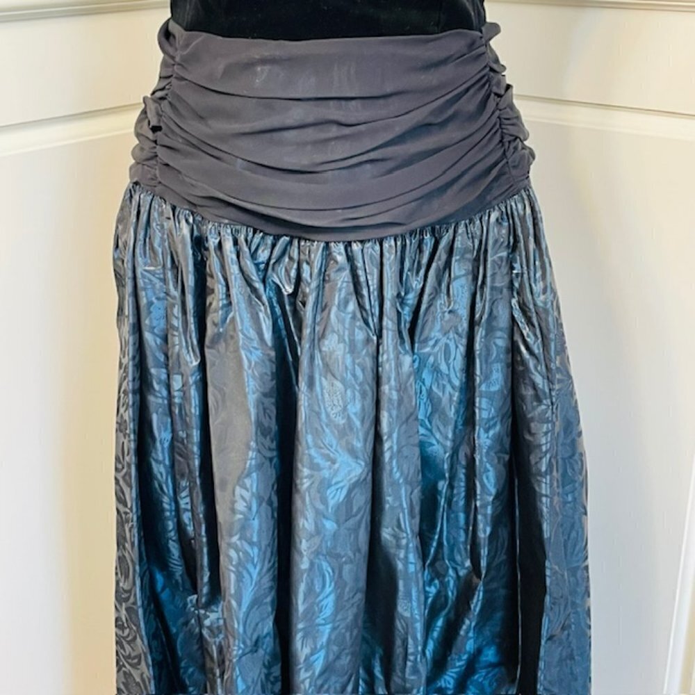 Laura Ashley Vintage Formal Evening Gown Velvet & Taffeta Small/Medium - Picture 3 of 10